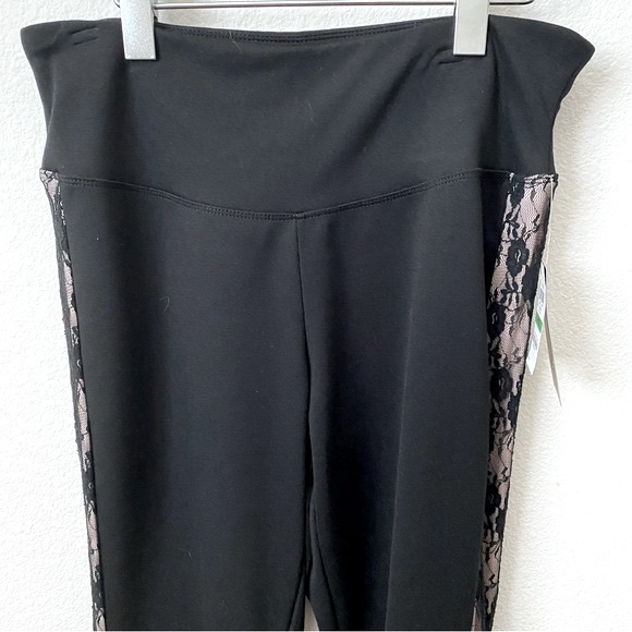 I.N.C., High Waist Contour Waistband Lace Side Panel Black Leggings - Picture 3 of 9
